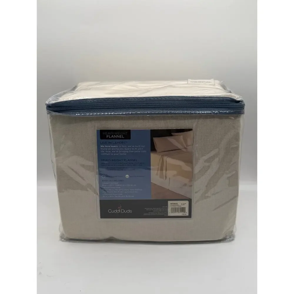 Cuddl Duds Heavyweight Flannel Queen Sheet Set – Ivory - New in Package